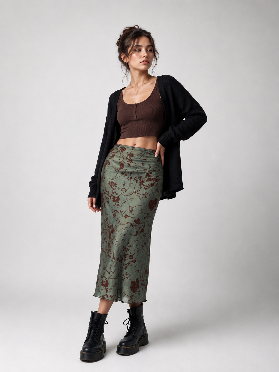 Falda Midi Estampado Floral