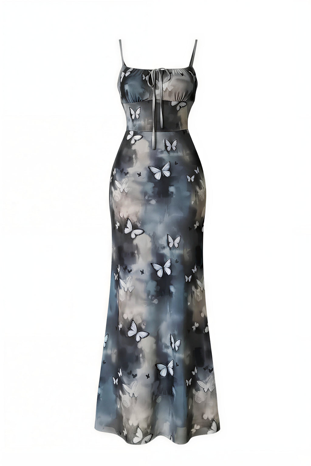 Vestido Largo Estampado con Tirantes Finos