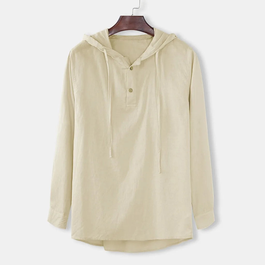 spring 2023 New Men's Cotton Linen T shirt Male Solid Color V Neck bandage T shirts Casual Long Sleeves Linen tshirt Tops S-4XL