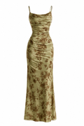 Vestido Largo Satinado Floral