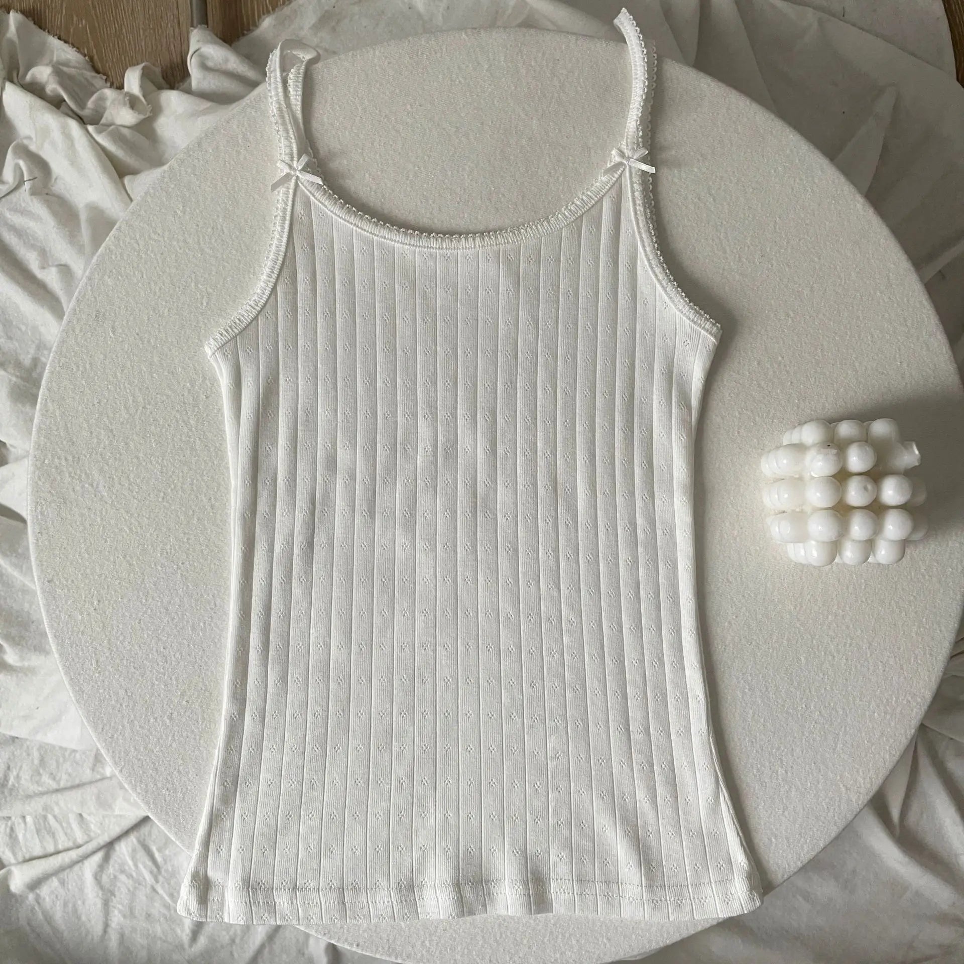 Sweet Floral Print Eyelet Bow Cropped Vests Women Cotton Casual Slim Lace Trim Tank Tops Vintage Preppy Style Cute Camisole Y2K