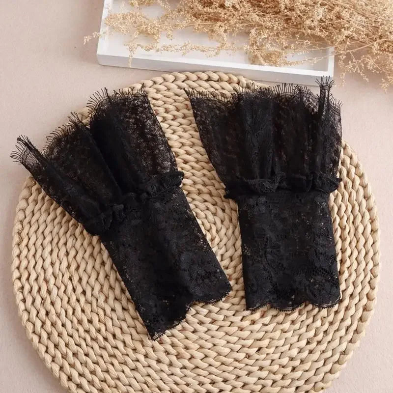 Elegant Detachable Wedding Cuffs for Women Bridal Wrist Cuffs with Lace Pleated Design Cuffs for Wedding Dress and Formal Attire