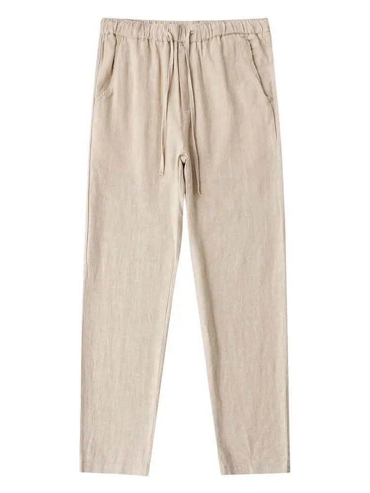 Casual Cotton Linen Chino Pants Men Wide Leg Lightweight Baggy Cotton Sweatpants Male Walking  Jogger Trousers Work