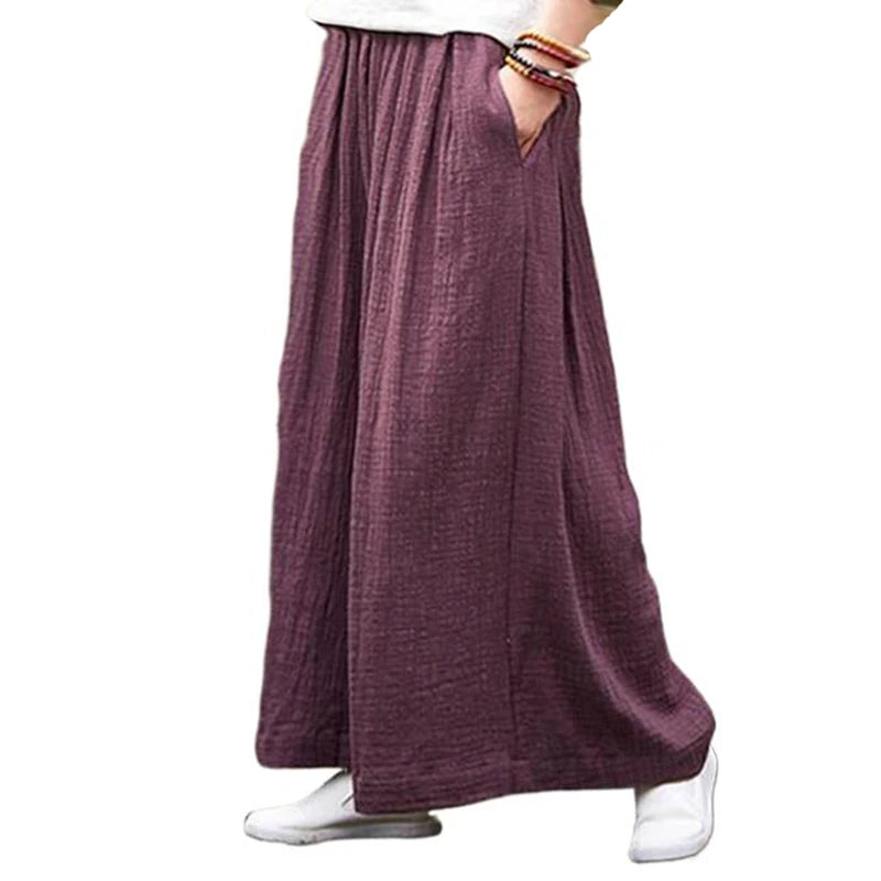 2026 Spring Fashion cotton Wide Leg Pants plus size Female Loose Casual cotton linen Pants Trouser Autunm vintage long pants