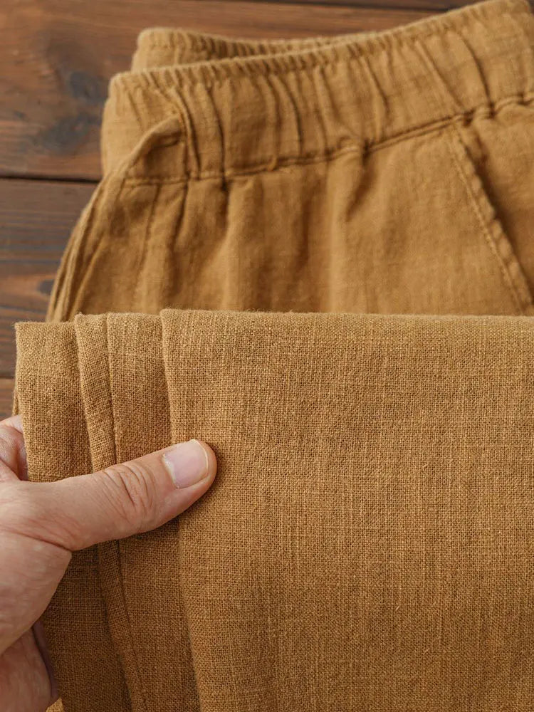 Casual Cotton Linen Chino Pants Men Wide Leg Lightweight Baggy Cotton Sweatpants Male Walking  Jogger Trousers Work