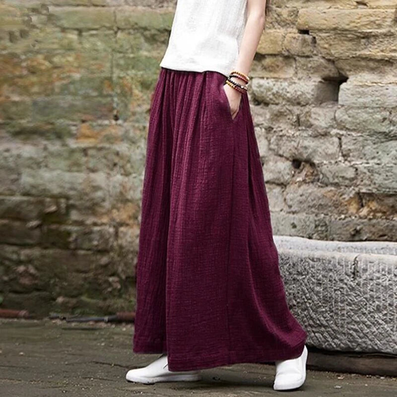 2026 Spring Fashion cotton Wide Leg Pants plus size Female Loose Casual cotton linen Pants Trouser Autunm vintage long pants