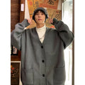2025 new V-neck sweater jacket men's spring and autumn knitted cardigan men's trendy brand youth high-end woolen swea