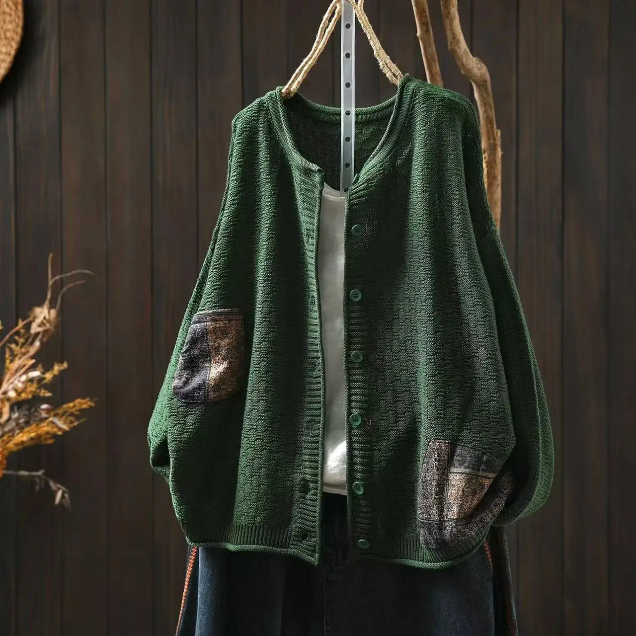 100% Cotton Women Long Sleeve Knitted Cardigan New Arrival 2025 Autumn Vintage Style O-neck Loose Female Casual Sweaters M1883
