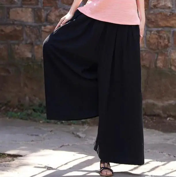 2026 Spring Fashion cotton Wide Leg Pants plus size Female Loose Casual cotton linen Pants Trouser Autunm vintage long pants