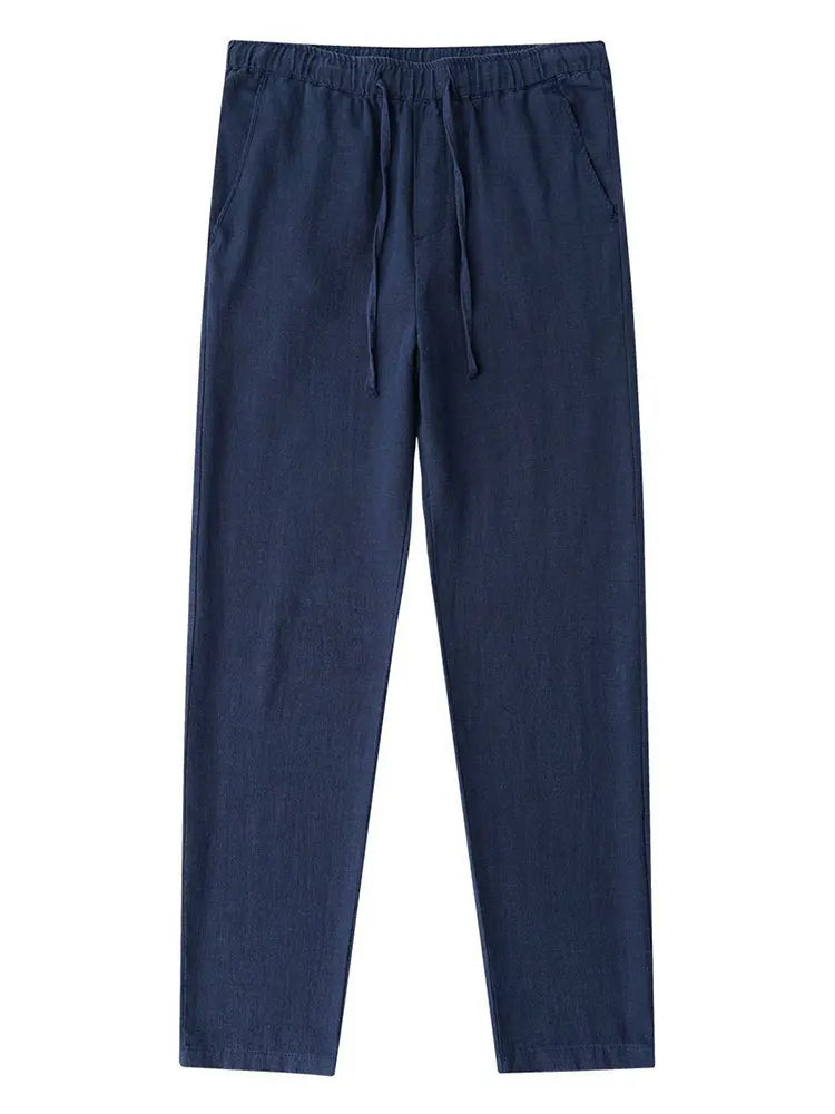 Casual Cotton Linen Chino Pants Men Wide Leg Lightweight Baggy Cotton Sweatpants Male Walking  Jogger Trousers Work