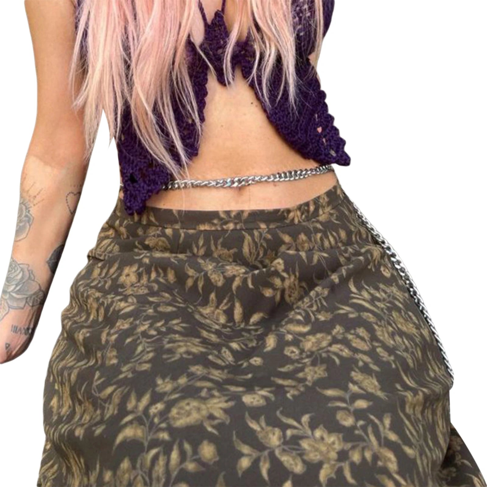 Women's Retro Half Skirt Print Retro Straight Comfortable Summer Spring Street Party Long Skirt