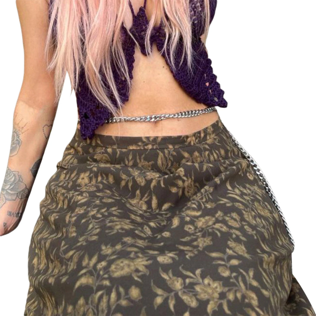 Women's Retro Half Skirt Print Retro Straight Comfortable Summer Spring Street Party Long Skirt