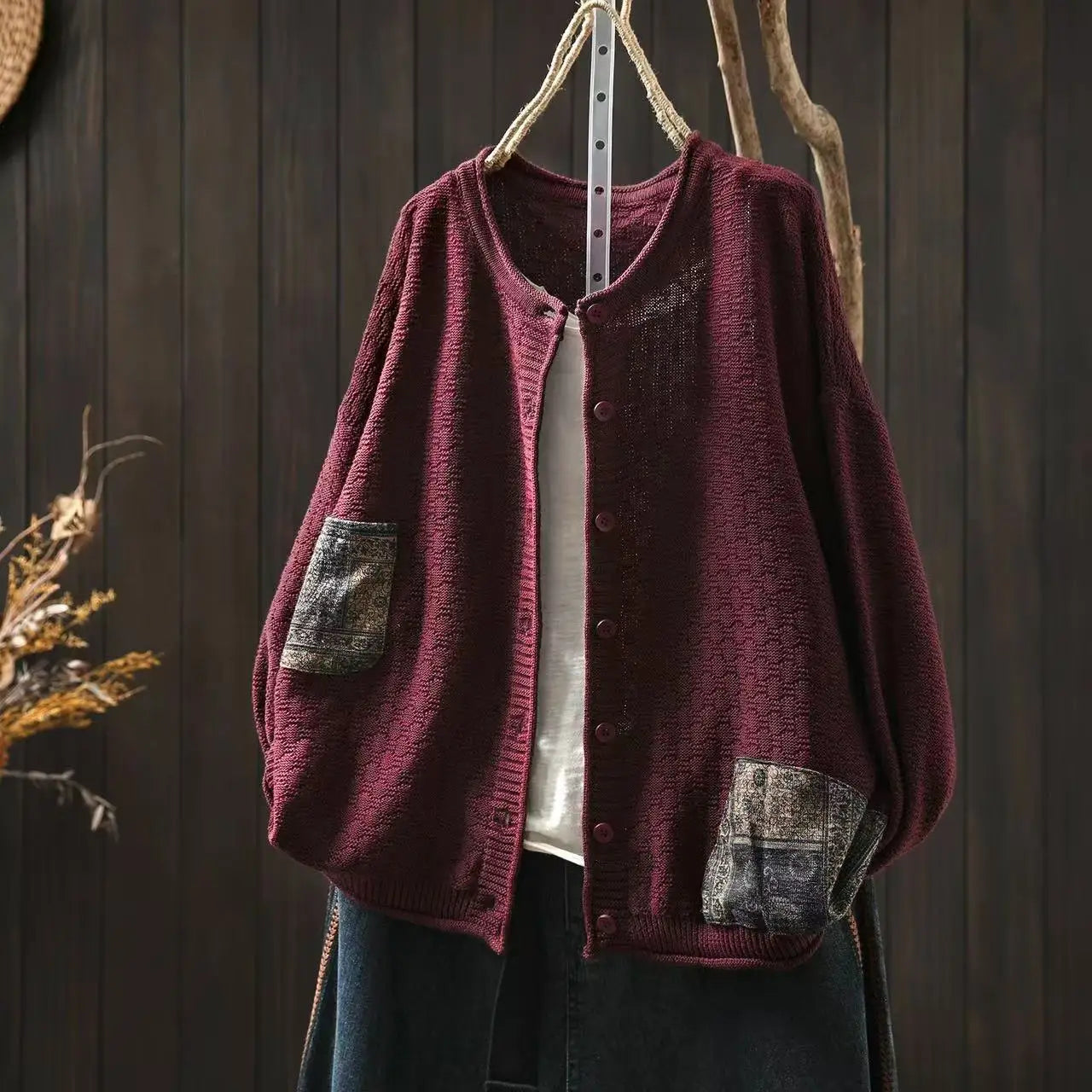 100% Cotton Women Long Sleeve Knitted Cardigan New Arrival 2025 Autumn Vintage Style O-neck Loose Female Casual Sweaters M1883
