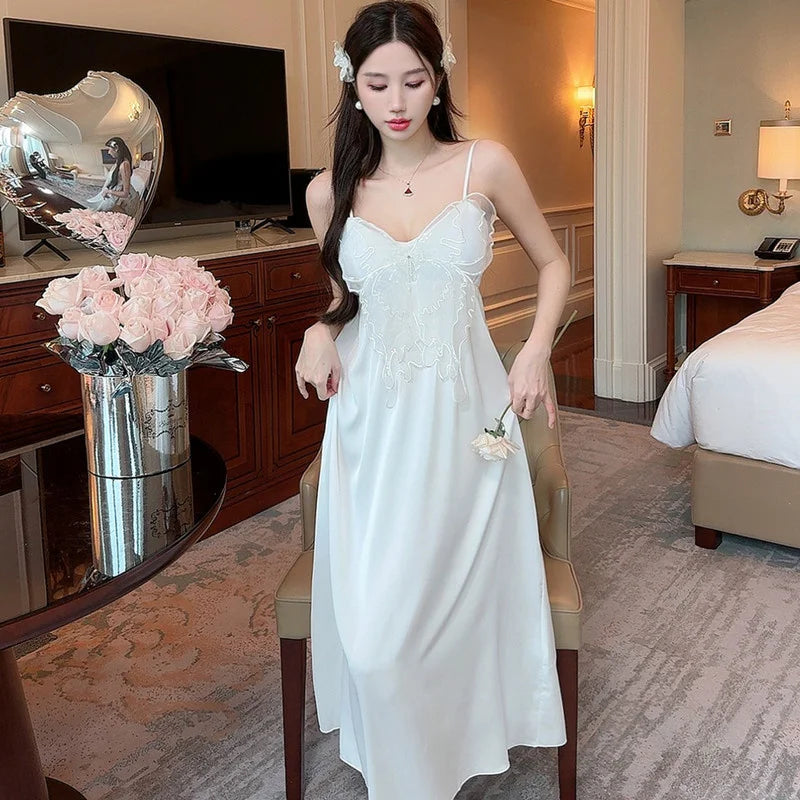Summer New Arrival Chiffon Bathrobe With Ice-silk Nightdress Set Robe Gown Sets Fashion Women's Sweet Elegant Fairy Sleepwear