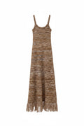 Vestido Largo Tejido con Flecos