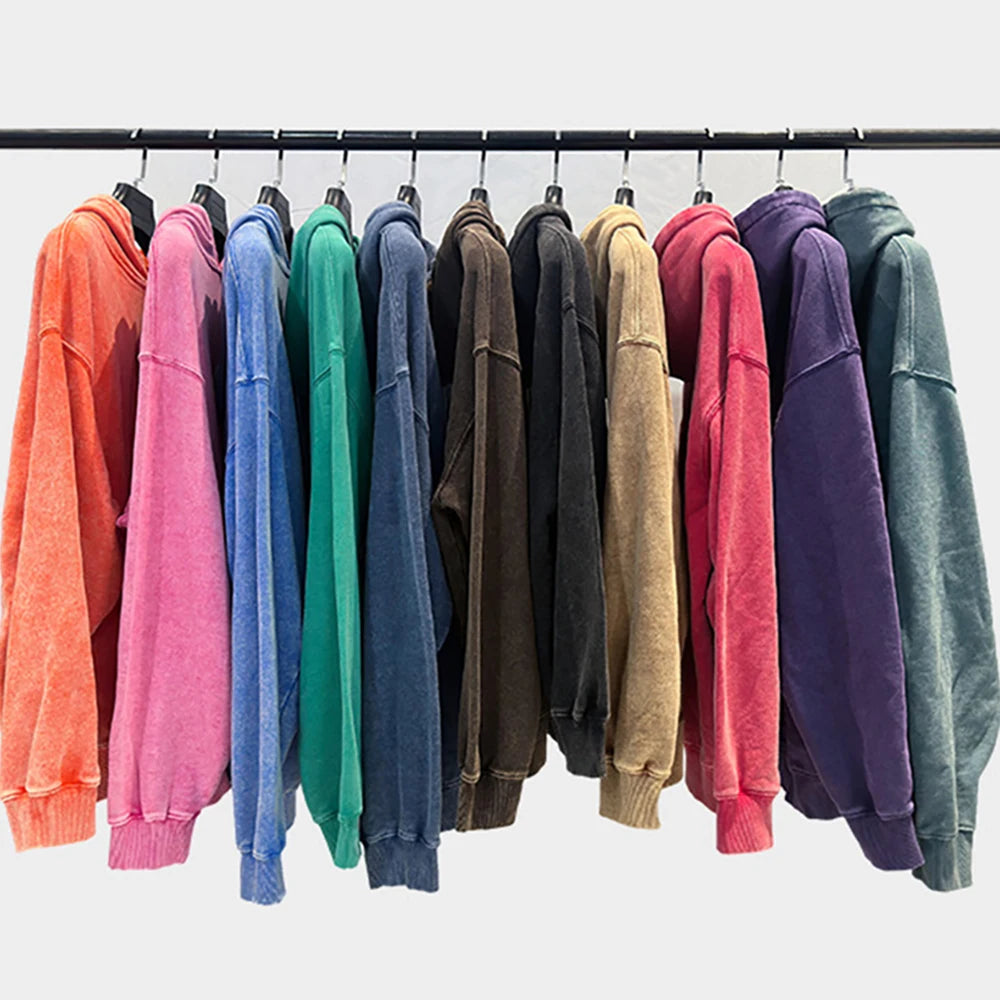 100% Cotton Couple Washed Hoodies Oversized Autumn Women Hoody Comfortable Family Pullovers Loose Team Casual Woman Clothing