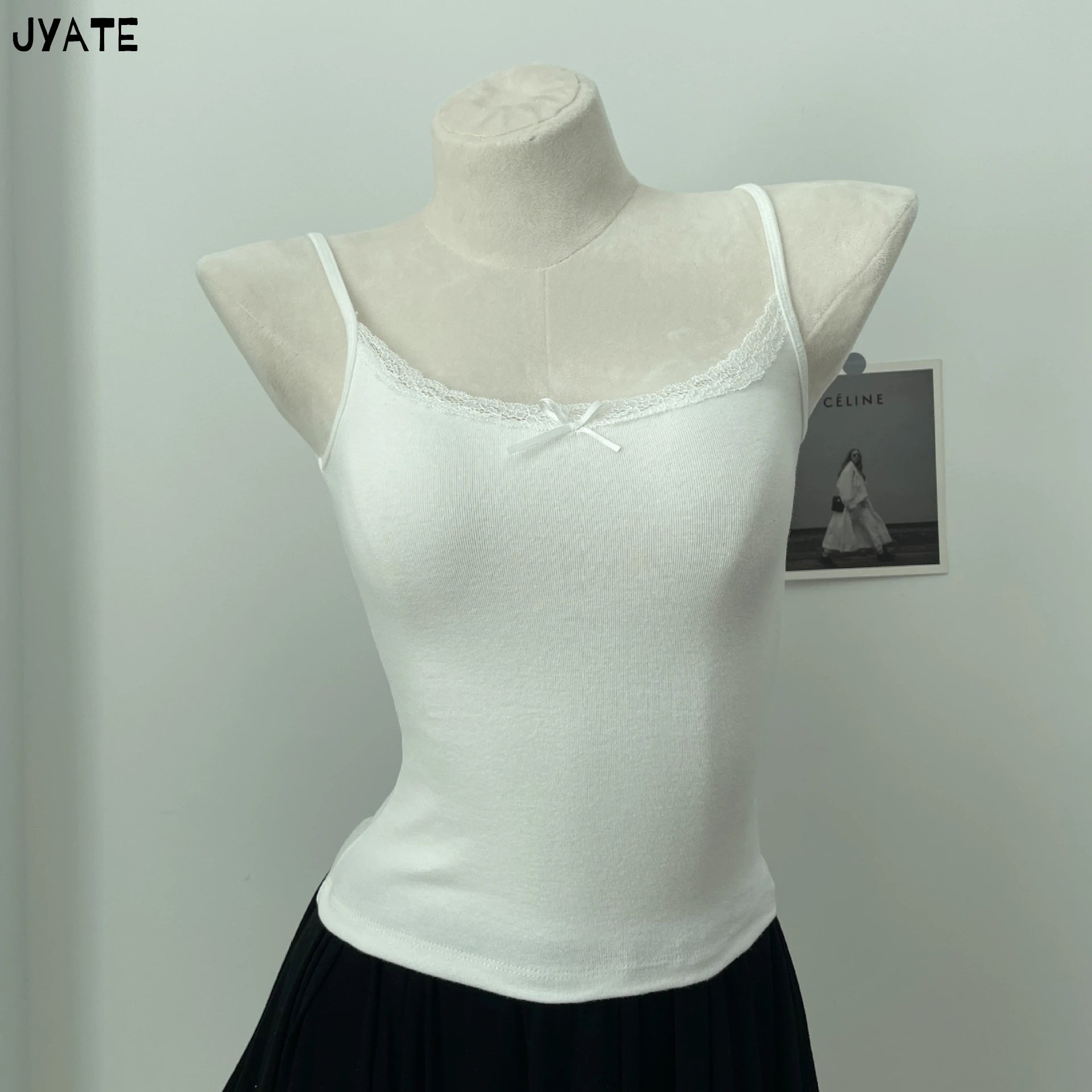 Sweet Floral Print Eyelet Bow Cropped Vests Women Cotton Casual Slim Lace Trim Tank Tops Vintage Preppy Style Cute Camisole Y2K