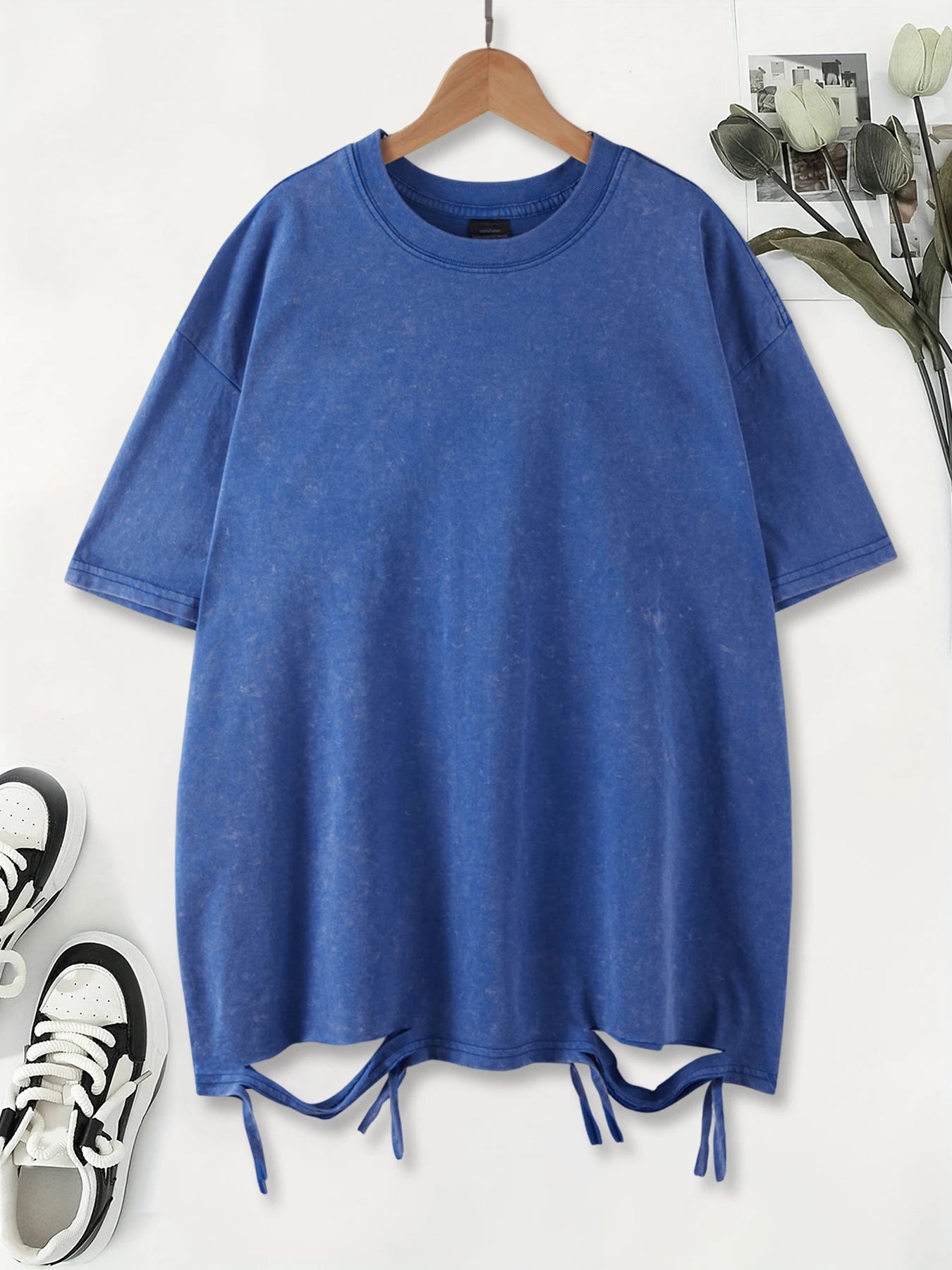 Fashion Solid Color Washed Holes T-Shirts Women 100% Cotton Short Sleeve Street Hip Hop Tee Shirt Soft Comfortable Clothing