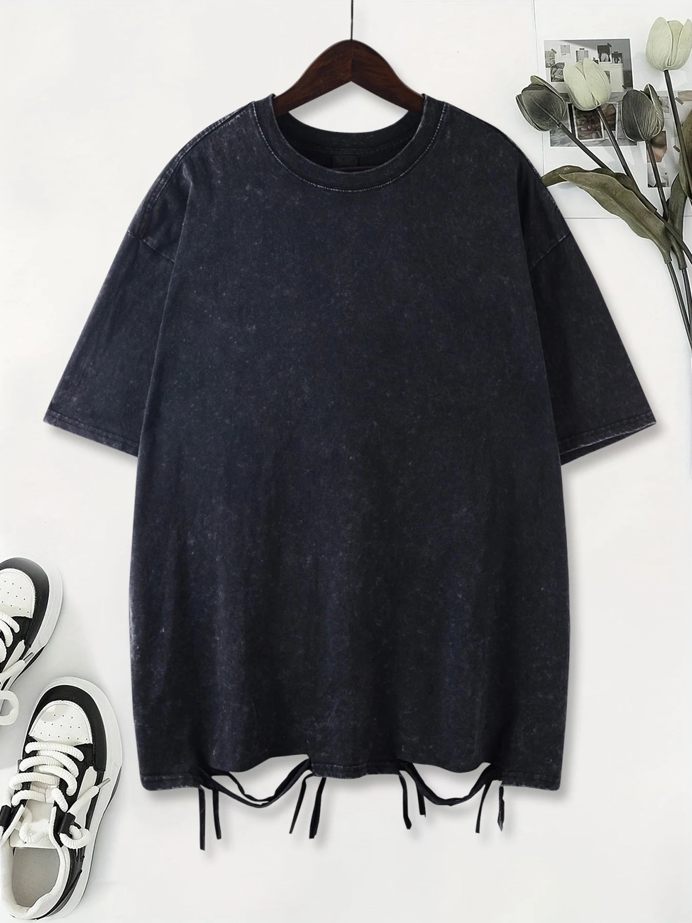 Fashion Solid Color Washed Holes T-Shirts Women 100% Cotton Short Sleeve Street Hip Hop Tee Shirt Soft Comfortable Clothing