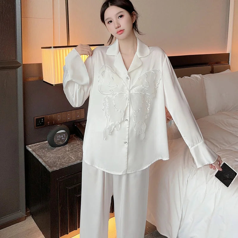 Summer New Arrival Chiffon Bathrobe With Ice-silk Nightdress Set Robe Gown Sets Fashion Women's Sweet Elegant Fairy Sleepwear