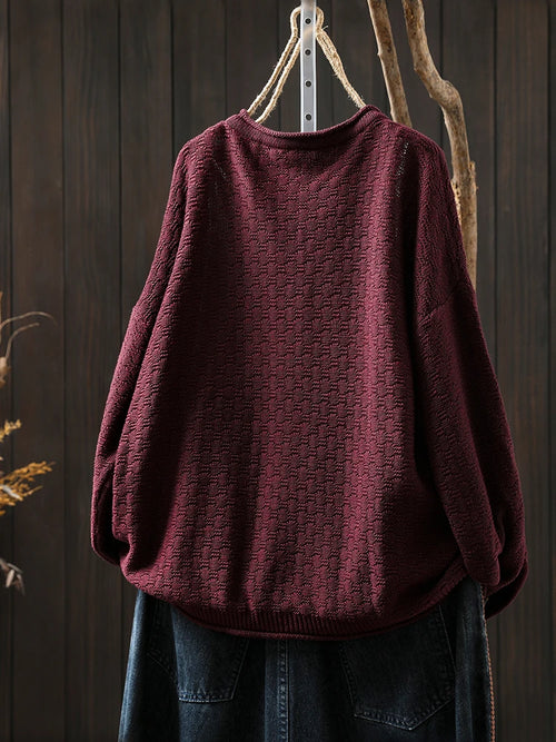 100% Cotton Women Long Sleeve Knitted Cardigan New Arrival 2025 Autumn Vintage Style O-neck Loose Female Casual Sweaters M1883