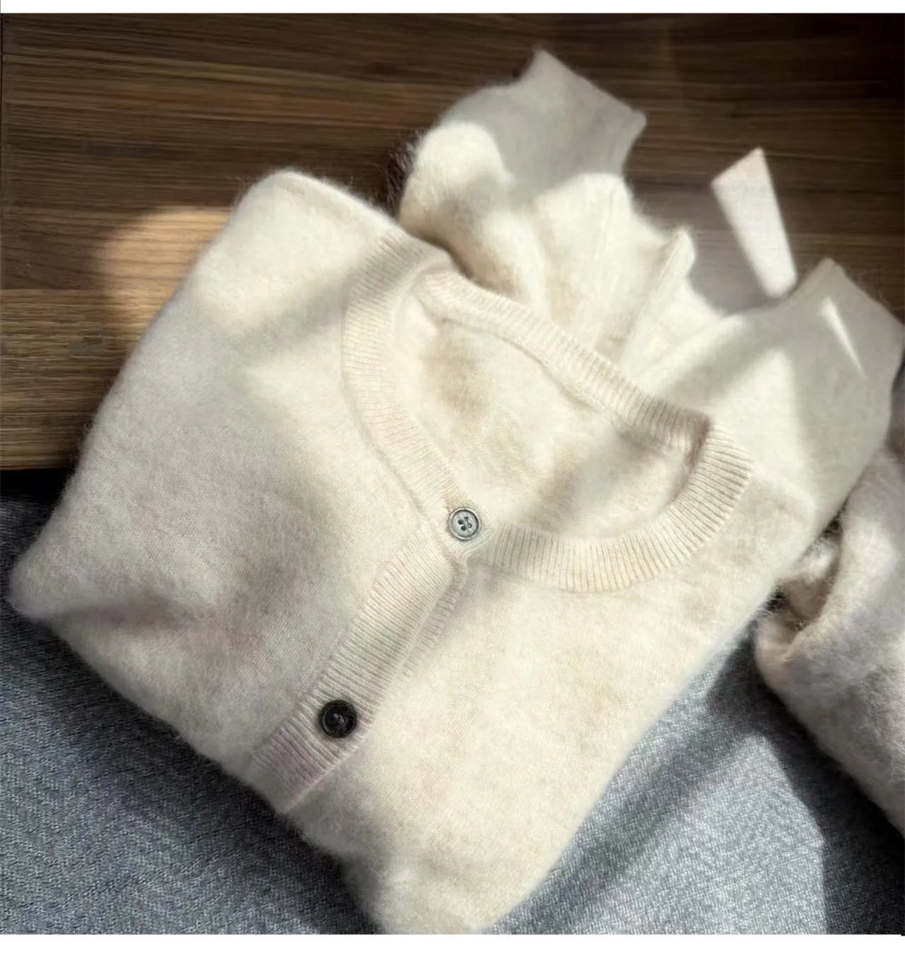 100% Pure Mink Cashmere sweater coat women's round-neck cardigan autumn and winter soft loose wool knitted foreign style top