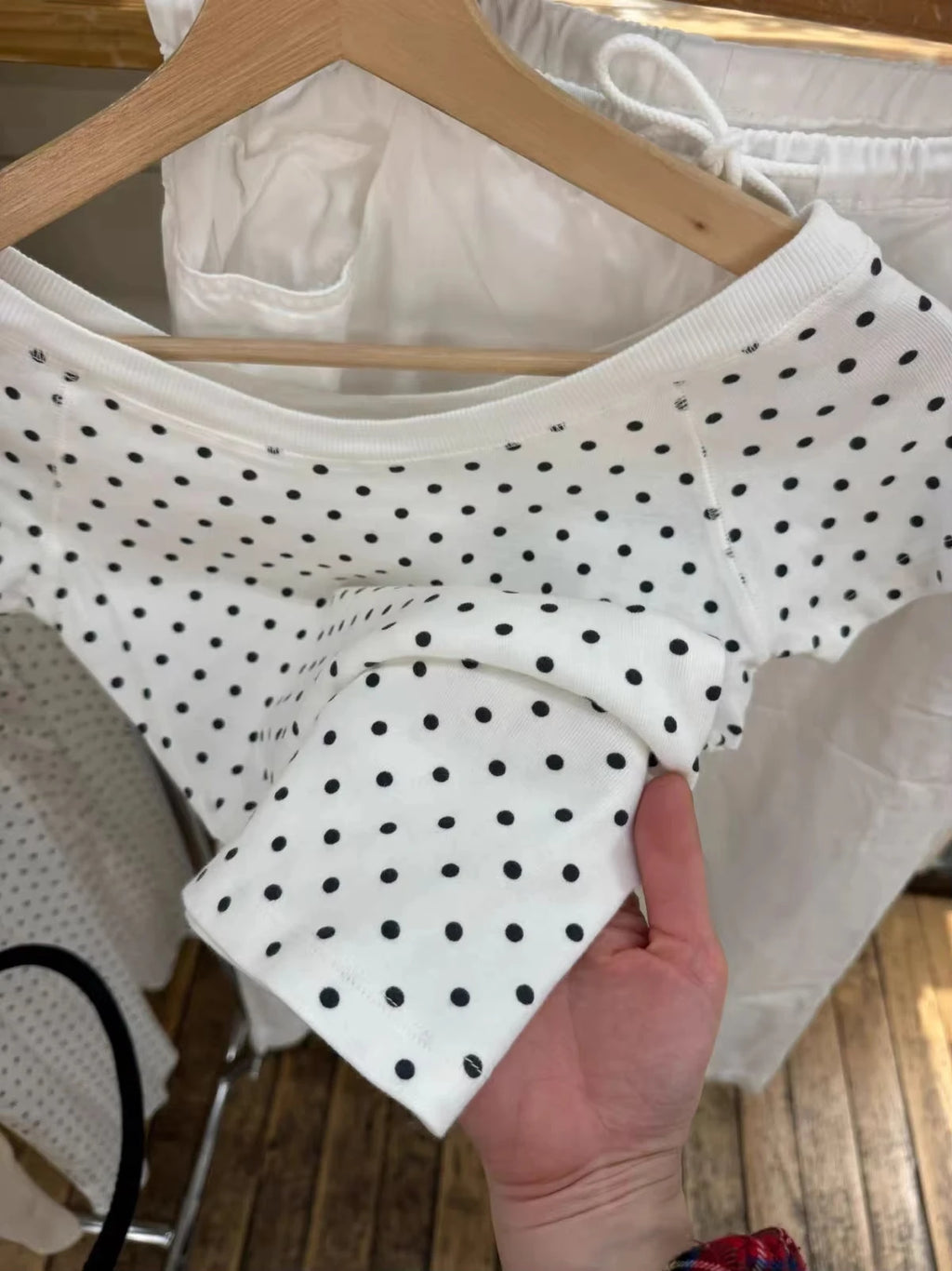 Slash Neck Short Raglan sleeve Cotton Tee Shirts Women Casual Preppy Style White Slim Tshirts Female Sweet Polka Dot T-shirt Y2K