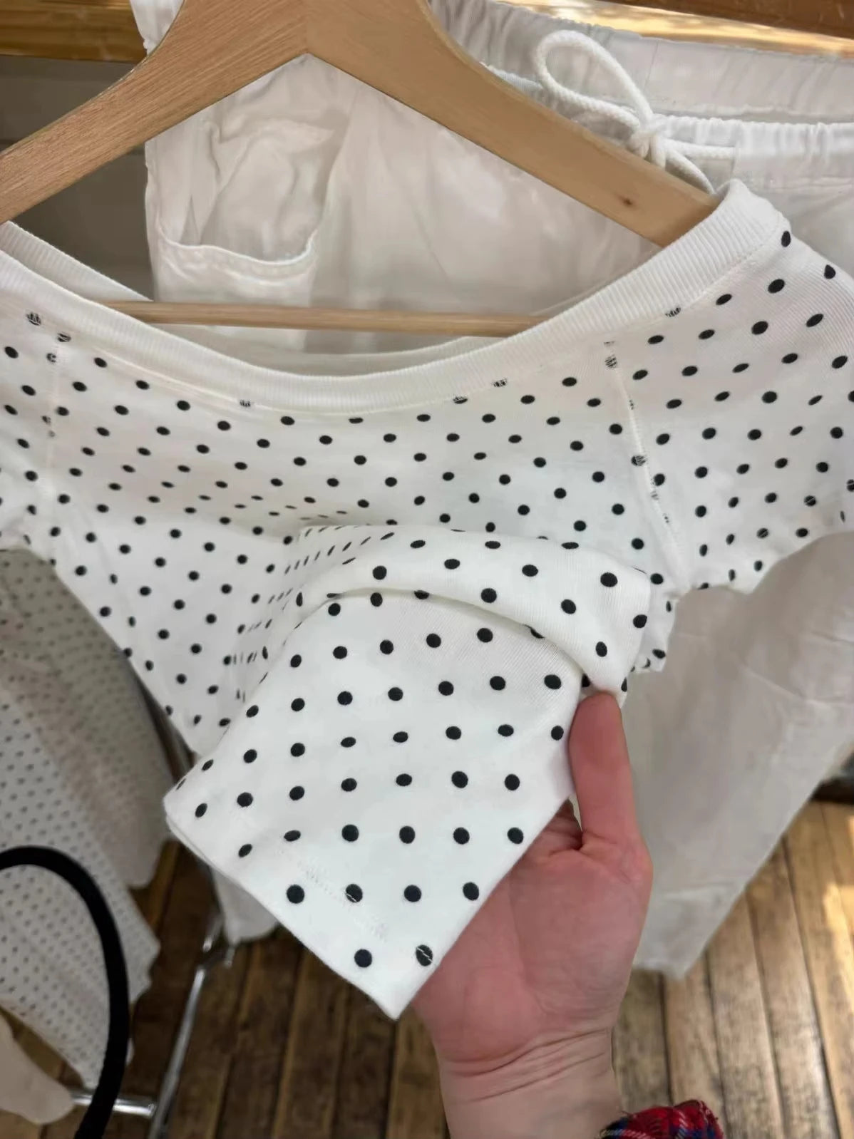 Slash Neck Short Raglan sleeve Cotton Tee Shirts Women Casual Preppy Style White Slim Tshirts Female Sweet Polka Dot T-shirt Y2K