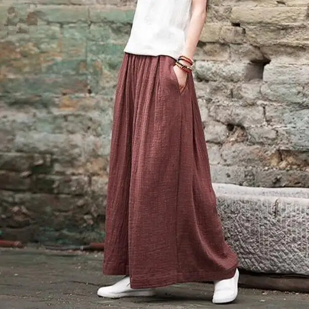 2026 Spring Fashion cotton Wide Leg Pants plus size Female Loose Casual cotton linen Pants Trouser Autunm vintage long pants