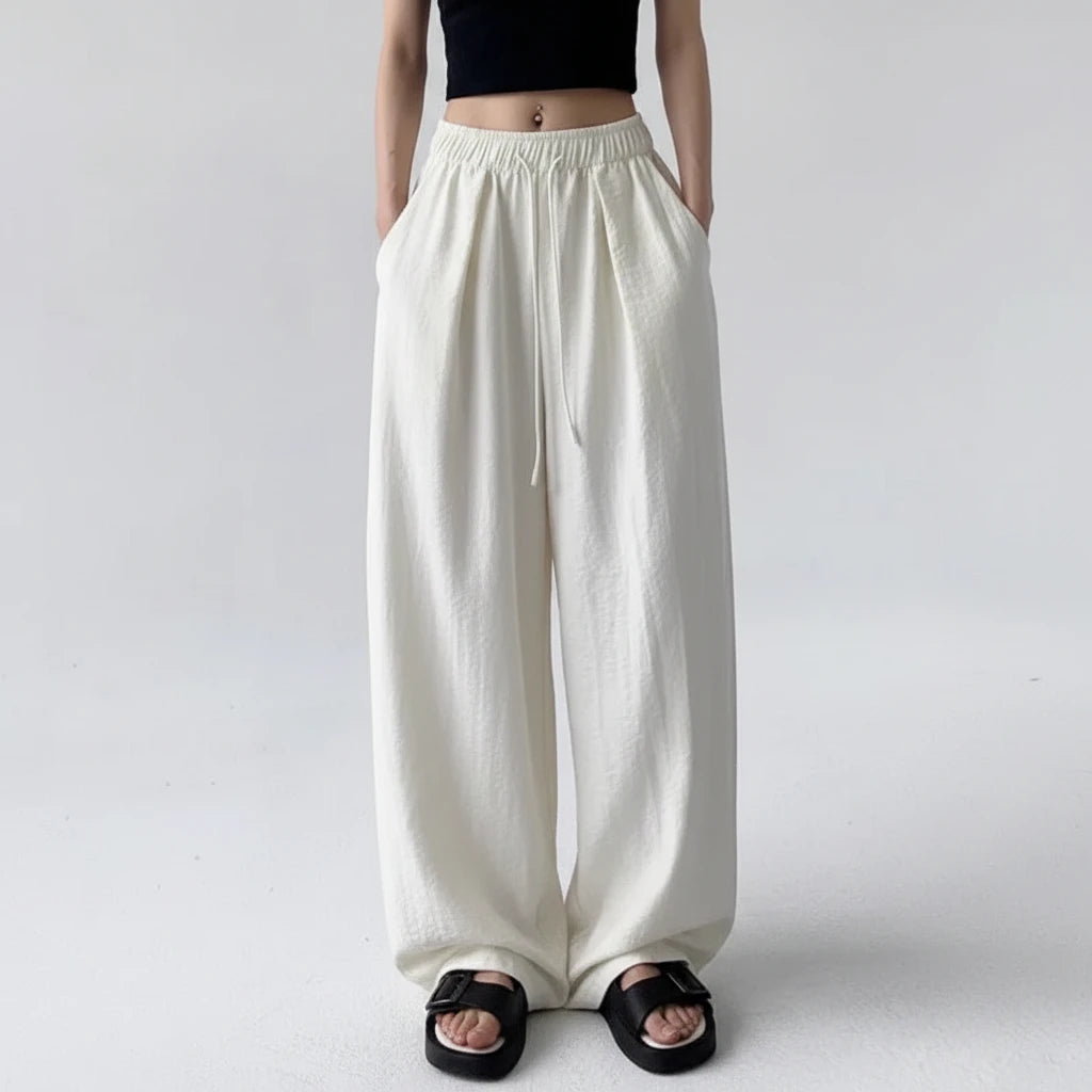 Baggy Sweatpants for Women Wide Pants Casual Women's Pants Korean Style High Waisted Sweatpants Woman Trousers Summer Ice Silk