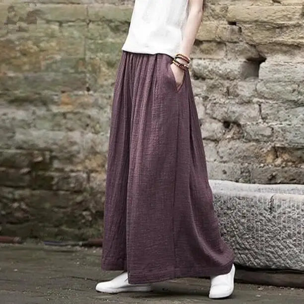 2026 Spring Fashion cotton Wide Leg Pants plus size Female Loose Casual cotton linen Pants Trouser Autunm vintage long pants