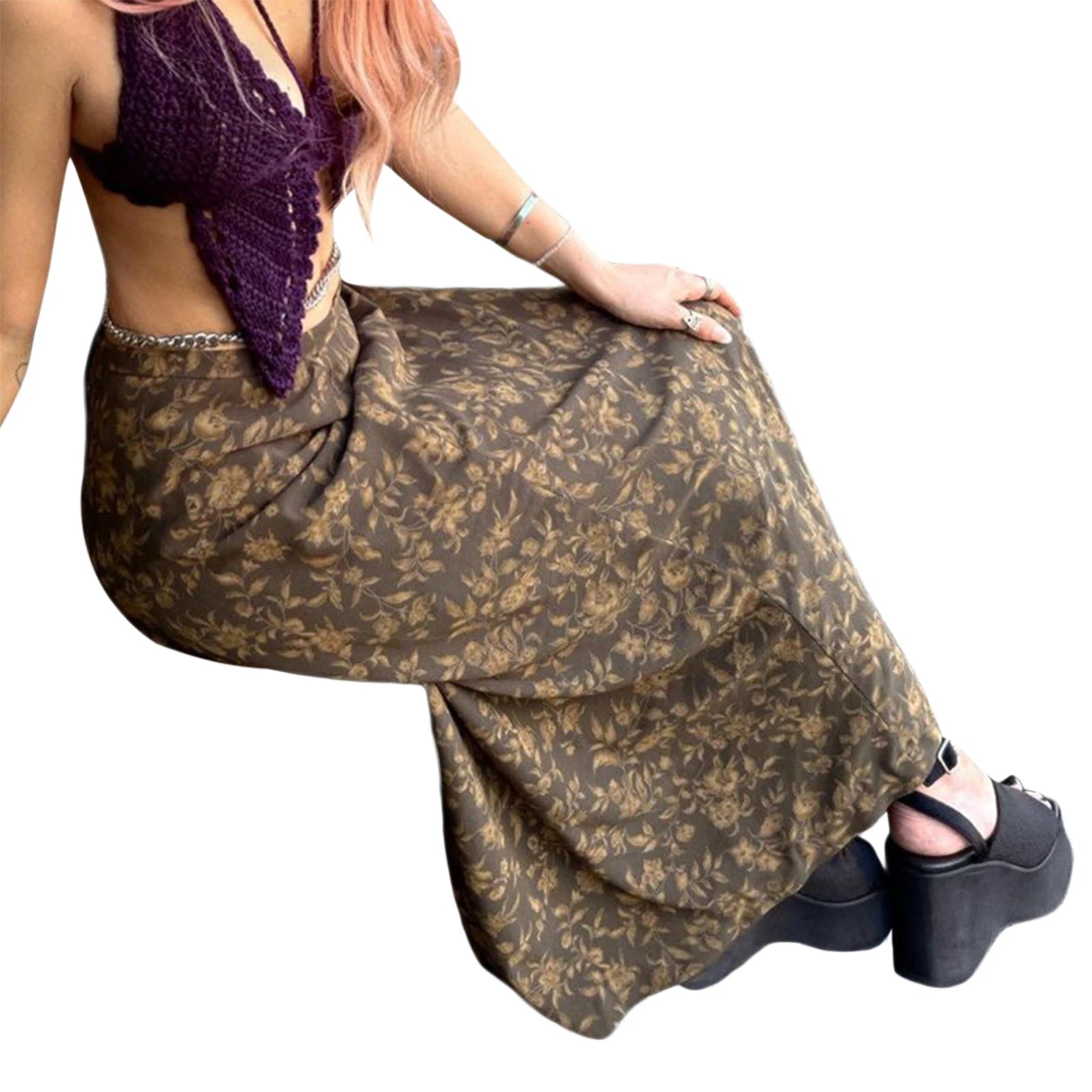 Women's Retro Half Skirt Print Retro Straight Comfortable Summer Spring Street Party Long Skirt