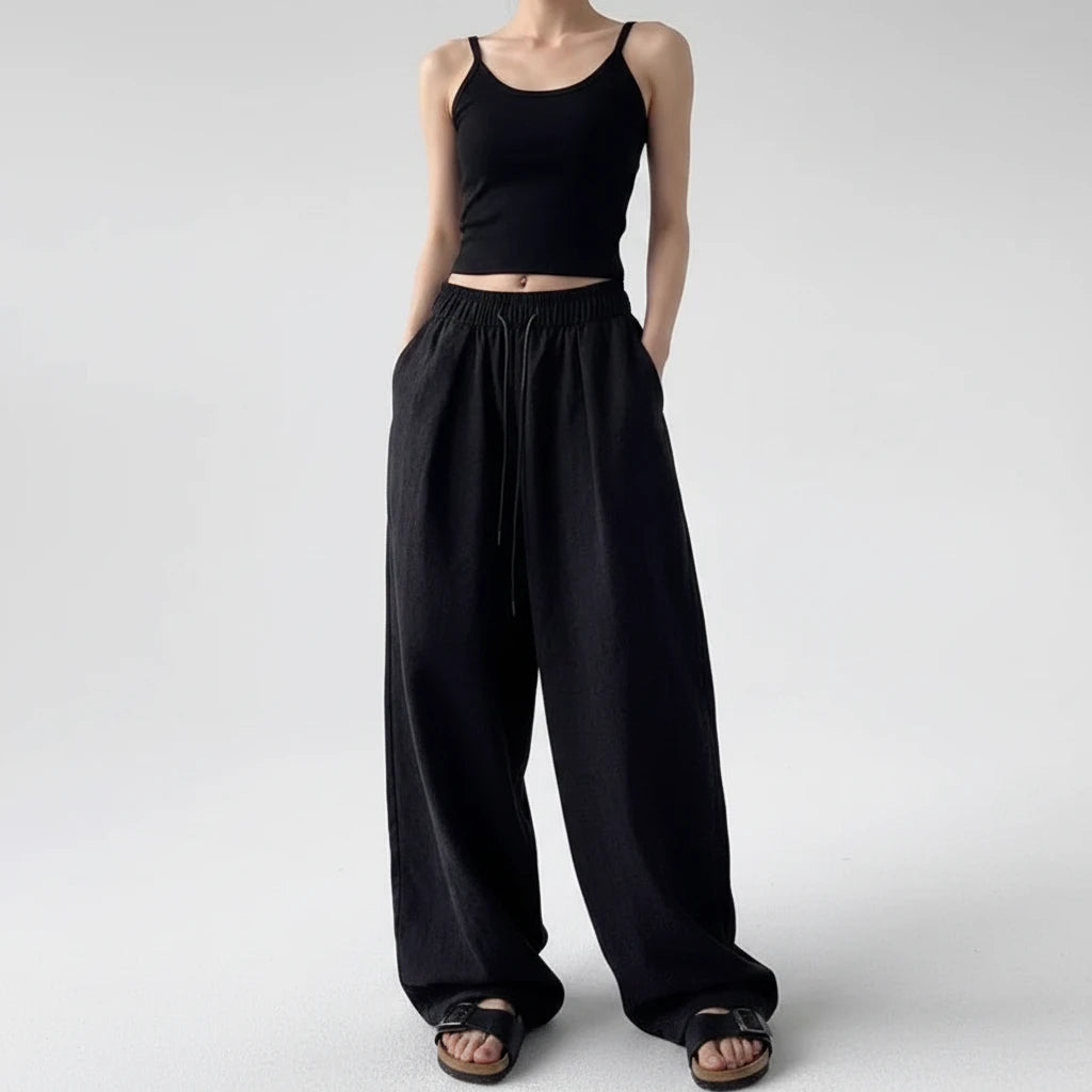 Baggy Sweatpants for Women Wide Pants Casual Women's Pants Korean Style High Waisted Sweatpants Woman Trousers Summer Ice Silk