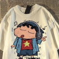 Fun Crayon Shin Chan Retro Cartoon Short Sleeved T-shirt Summer Loose Street Couple Half Sleeve Top Suitable Both Men and Women