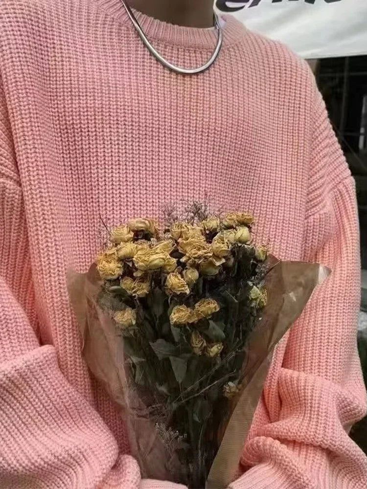 2026 Autumn Crew Neck Solid Color Pullover Sweaters For Men Casual Y2K Knitted Sweater High Street Fashion Jumpers Hombre