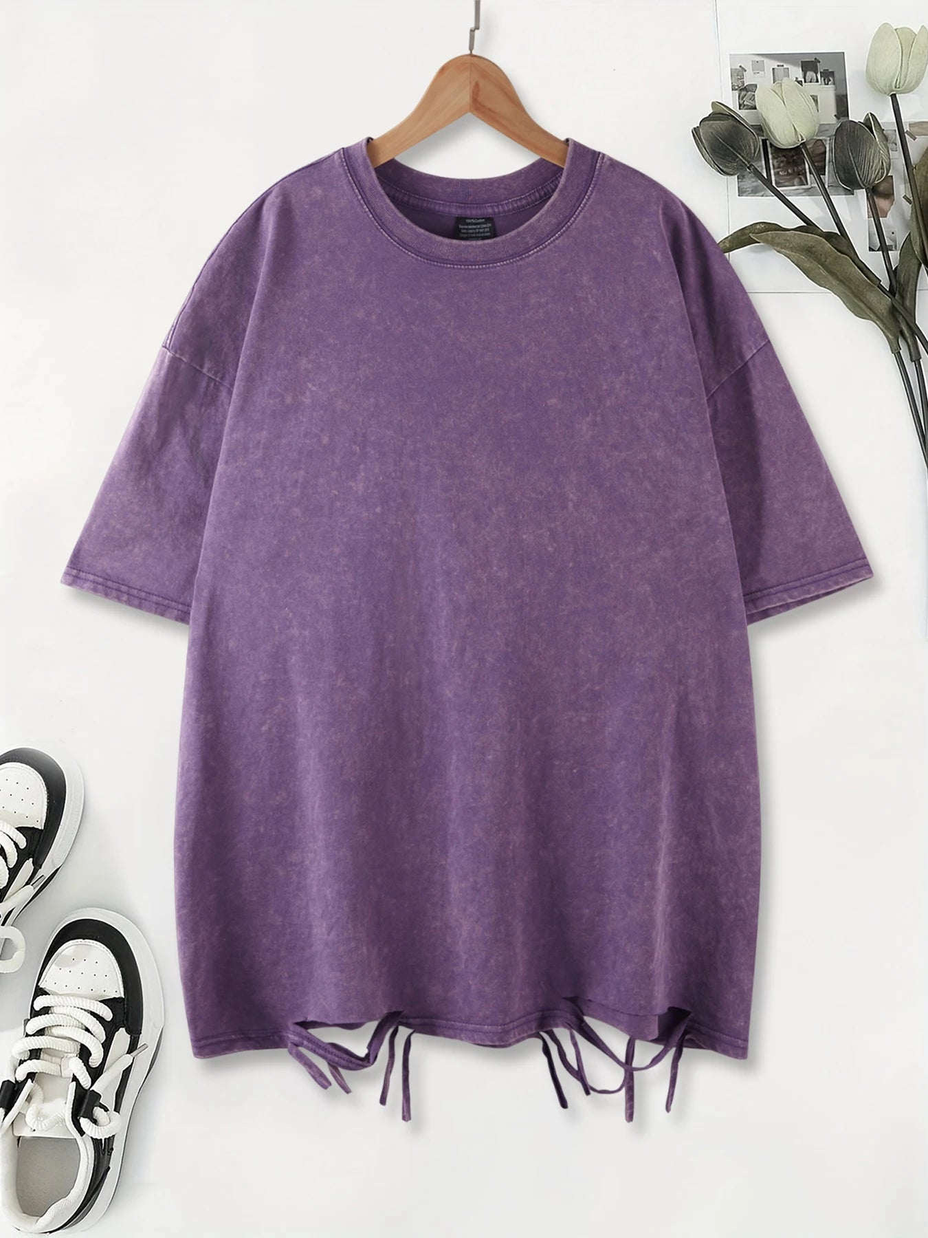 Fashion Solid Color Washed Holes T-Shirts Women 100% Cotton Short Sleeve Street Hip Hop Tee Shirt Soft Comfortable Clothing