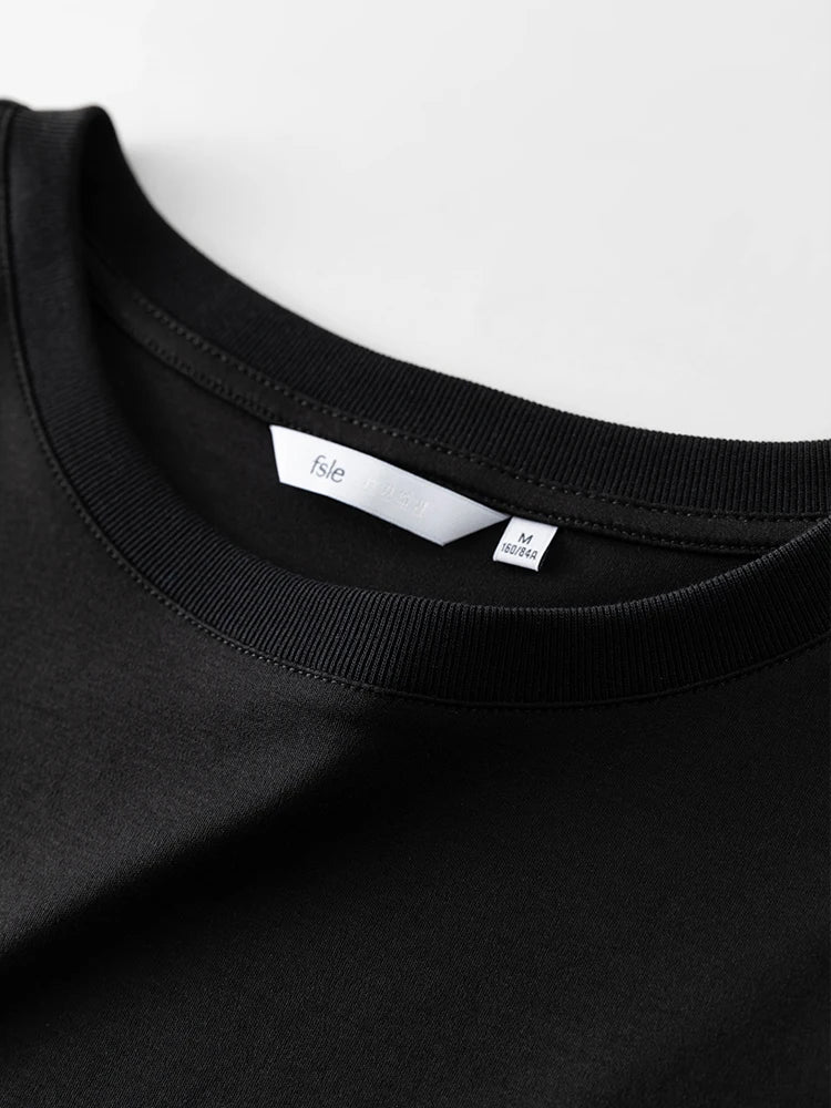 FSLE 100% Cotton Short-Sleeved T-Shirt Women'S Spring Summer New Round Neck Straight White Black Top For Women