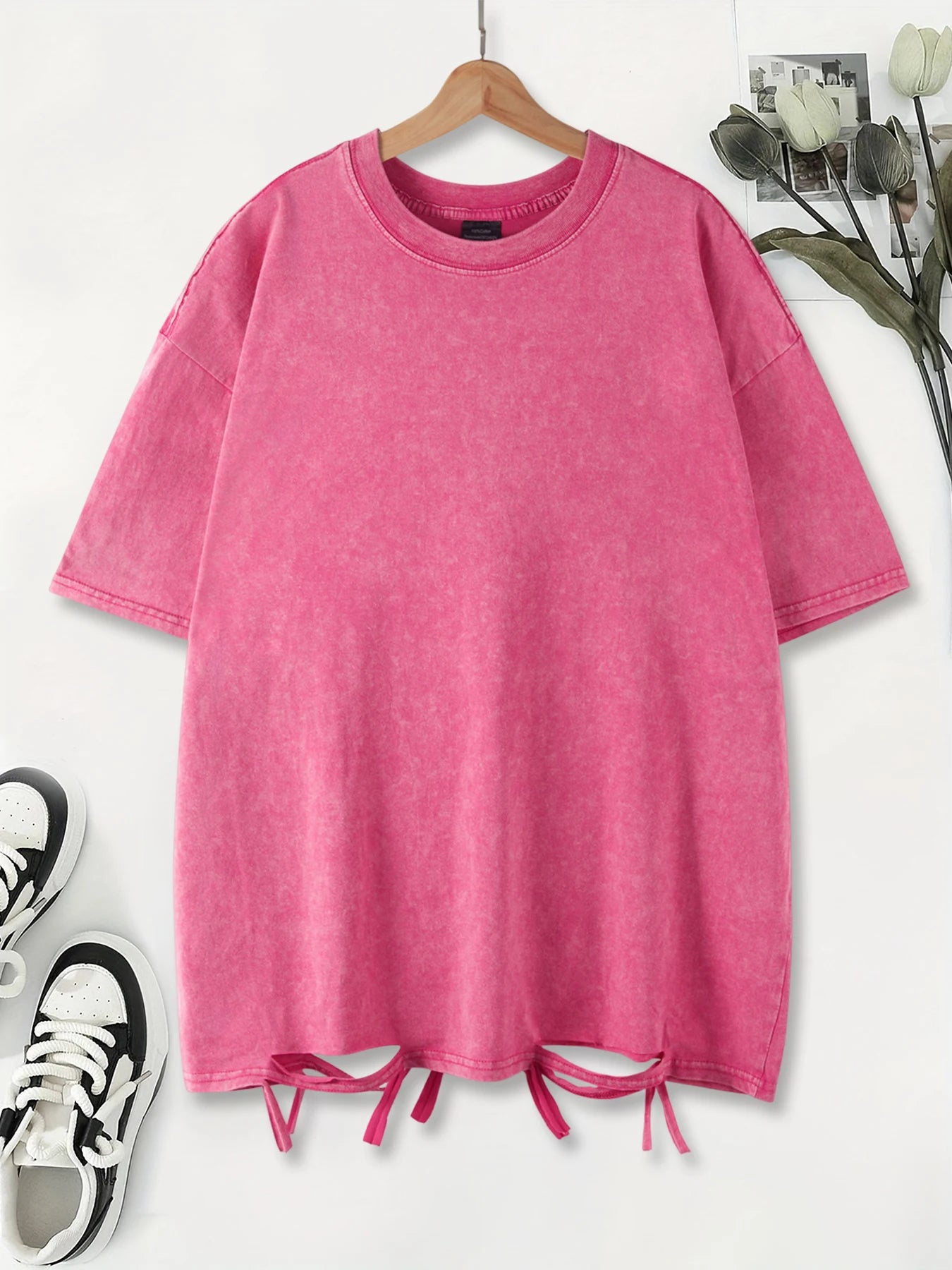 Fashion Solid Color Washed Holes T-Shirts Women 100% Cotton Short Sleeve Street Hip Hop Tee Shirt Soft Comfortable Clothing