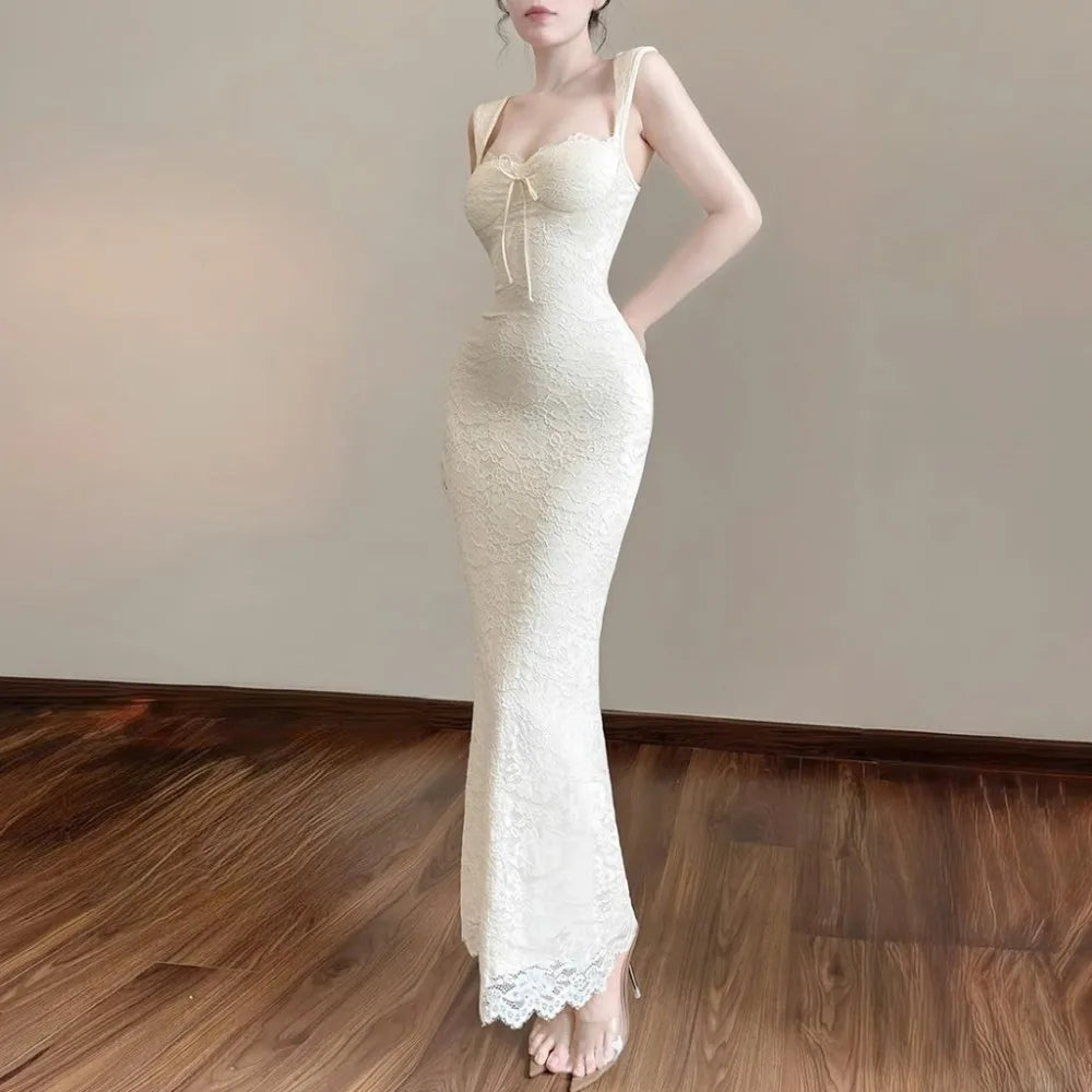 SylCue Jacquard Elegant Maxi Dress Women Square Collar Shirring Backless Sleeveless Midnight Prom Party Hipster Skinny Vestidos