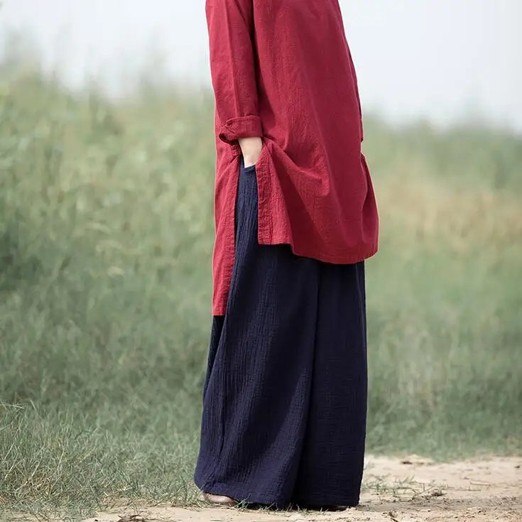 2026 Spring Fashion cotton Wide Leg Pants plus size Female Loose Casual cotton linen Pants Trouser Autunm vintage long pants