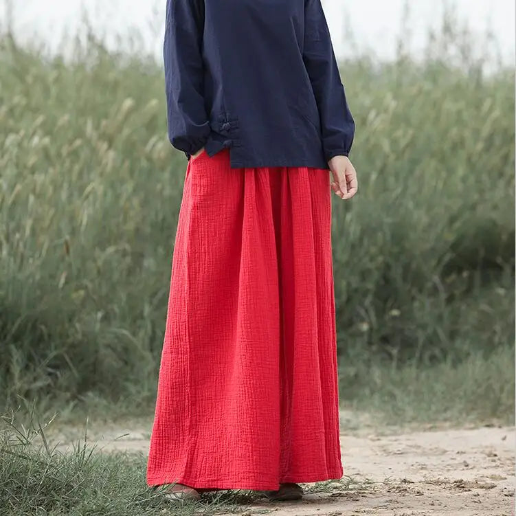 2026 Spring Fashion cotton Wide Leg Pants plus size Female Loose Casual cotton linen Pants Trouser Autunm vintage long pants