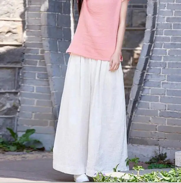 2026 Spring Fashion cotton Wide Leg Pants plus size Female Loose Casual cotton linen Pants Trouser Autunm vintage long pants