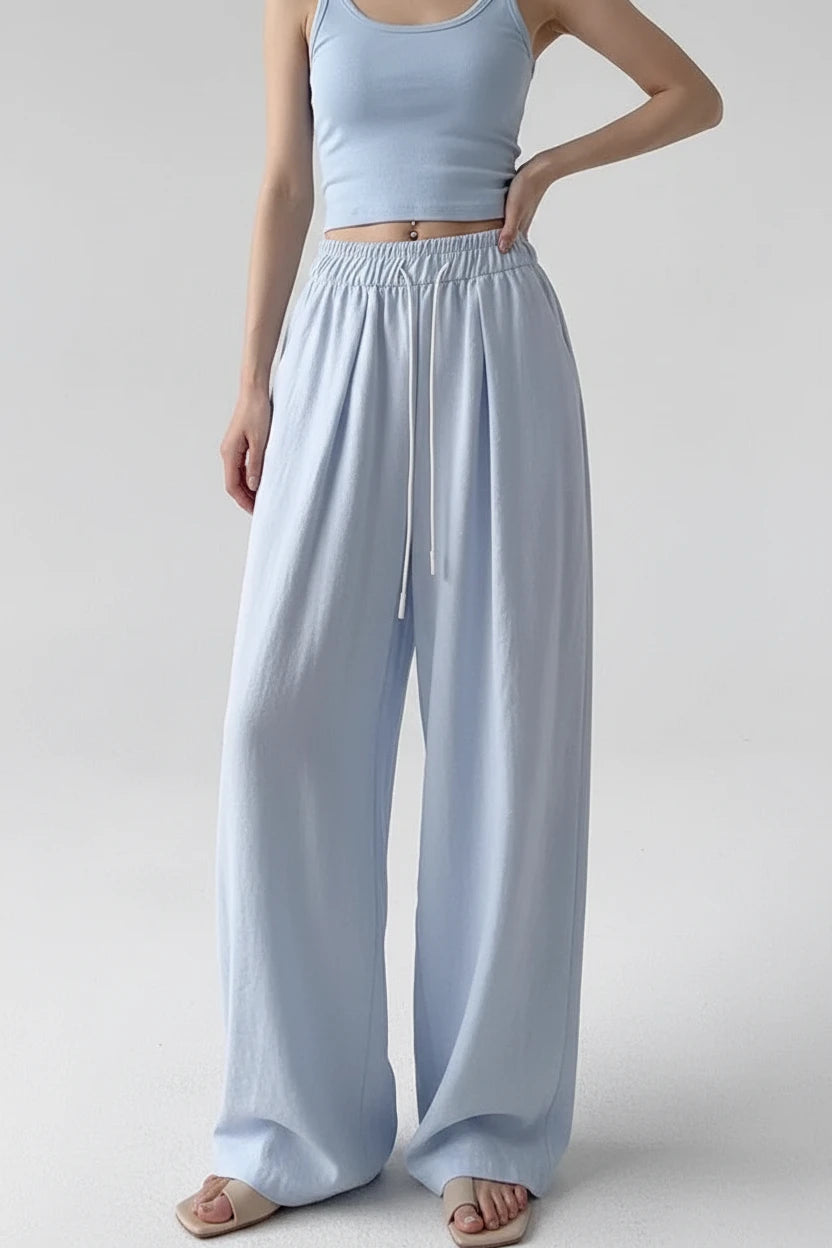 Baggy Sweatpants for Women Wide Pants Casual Women's Pants Korean Style High Waisted Sweatpants Woman Trousers Summer Ice Silk