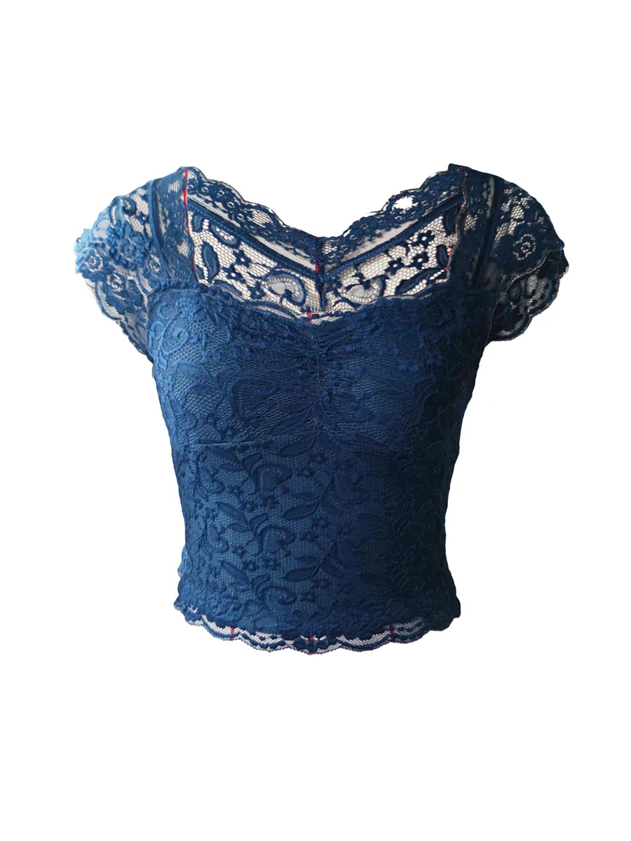 Women Sexy Cap Sleeve Tank Crop Tops Low Cut Sweetheart Neck Slim Fit Fairycore Grunge Sexy Top Chic E-girl Korean Streetwear