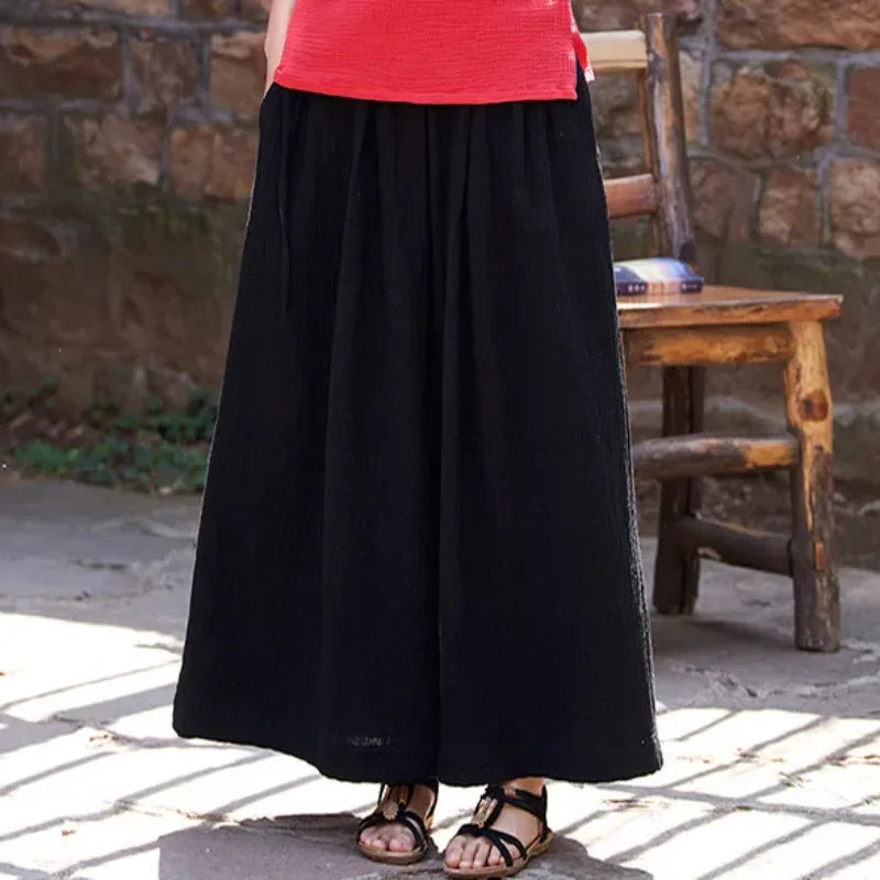 2026 Spring Fashion cotton Wide Leg Pants plus size Female Loose Casual cotton linen Pants Trouser Autunm vintage long pants