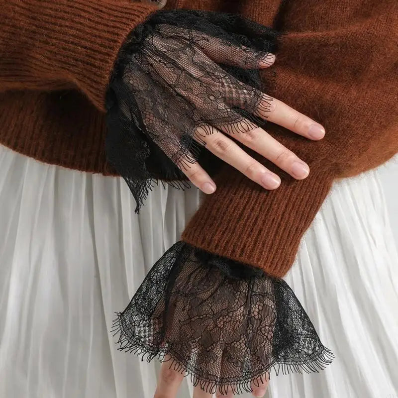 Elegant Detachable Wedding Cuffs for Women Bridal Wrist Cuffs with Lace Pleated Design Cuffs for Wedding Dress and Formal Attire