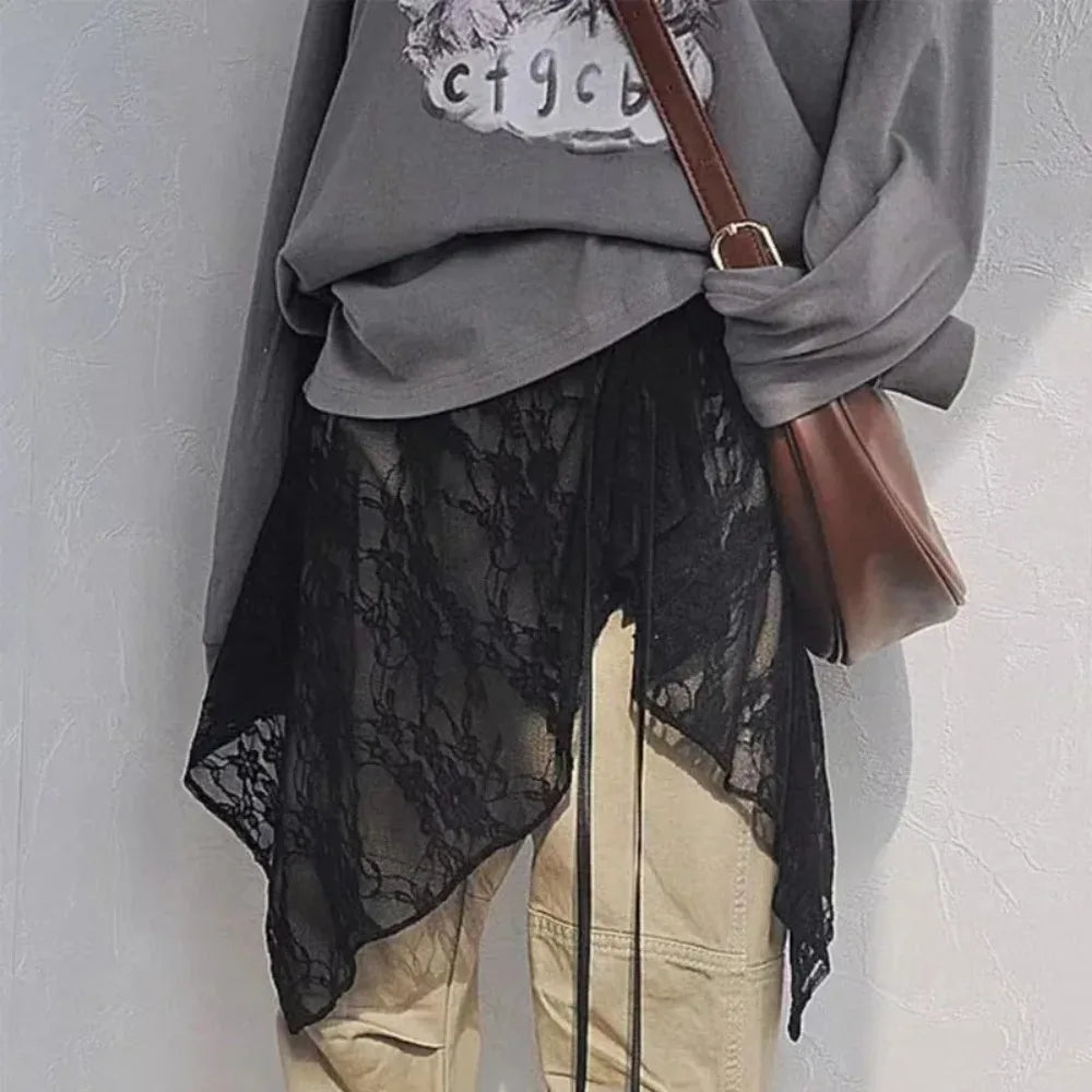 2026 French Lace Up Short Fart Curtain Skirt Spring Layered Skirt INS Women Wrap Skirt Bandage Dress Apron Curtain Expansion Sk