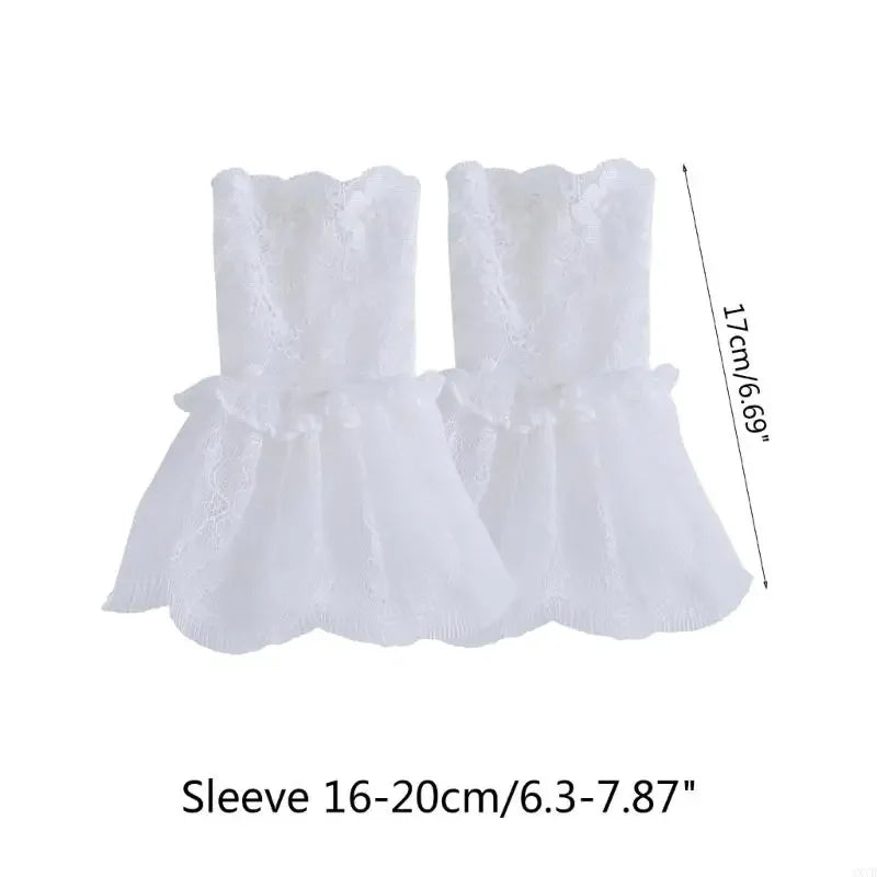 Elegant Detachable Wedding Cuffs for Women Bridal Wrist Cuffs with Lace Pleated Design Cuffs for Wedding Dress and Formal Attire