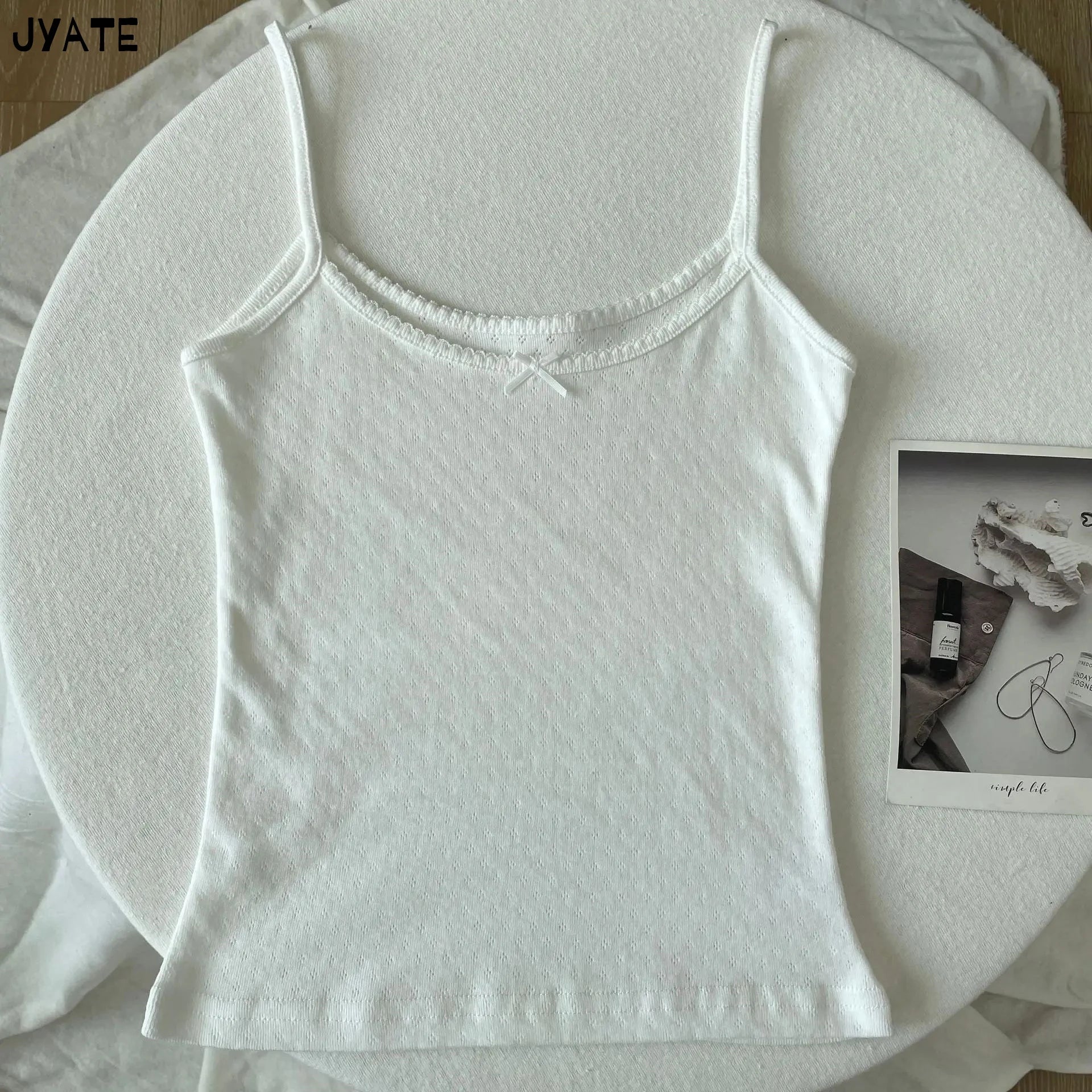 Sweet Floral Print Eyelet Bow Cropped Vests Women Cotton Casual Slim Lace Trim Tank Tops Vintage Preppy Style Cute Camisole Y2K