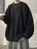 2026 Autumn Crew Neck Solid Color Pullover Sweaters For Men Casual Y2K Knitted Sweater High Street Fashion Jumpers Hombre